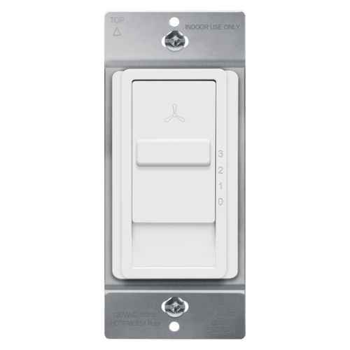 Enerlites 17007-F3-W 3-Speed Slide Fan Control Switch, Single Pole, 2.5 Amp, White Finish