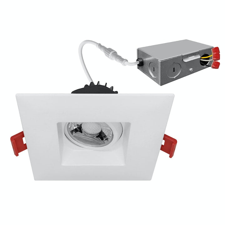 EnvisionLED LED-DLJBX-ADJ-3RG-8W-5CCT-WH-SQ 3-in SnapTrim Regressed Downlight, Gimbal, Square, 120V, 5CCT, White Finish