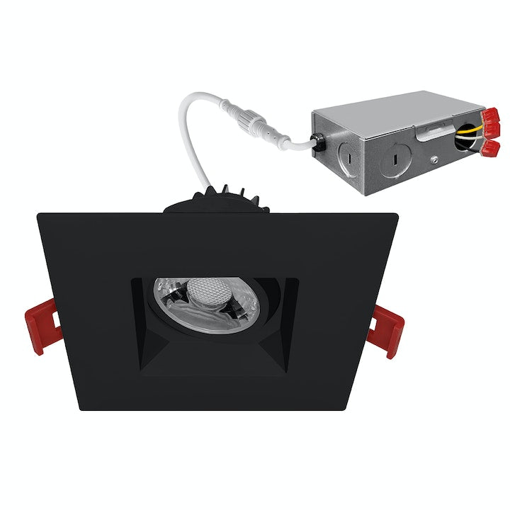 EnvisionLED LED-DLJBX-ADJ-3RG-8W-5CCT-BLK-SQ 3-in SnapTrim Regressed Downlight, Gimbal, Square, 120V, 5CCT, Black Finish