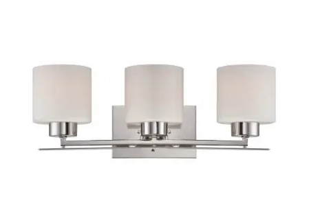 Nuvo 60-5203 Parallel Vanity Light Fixture, Mountable, 3-Light, Polished Nickel