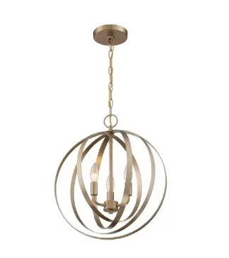 Nuvo 60-7057 Pendleton Series Pendant Light, 3 Lights, Wattage 60W, Burnished Brass