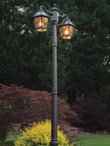 Gama Sonic 177B50002 Polaris Double Head Lamp Post - Black