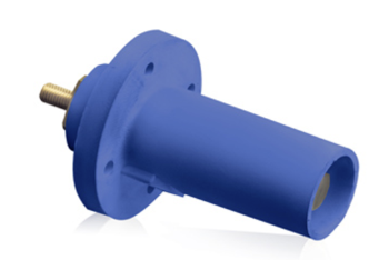 Leviton 17R21-B 17 Series Male Panel Receptacle, Cam-type, 90-degree, Taper Nose, Threaded Stud, 250-750MCM, 690A, Blue Finish