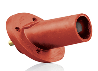 Leviton 17R23-R 17 Series Male Panel Receptacle, Cam-type, 30-degree, Taper Nose, Threaded Stud, 250-750MCM, 690A, Red Finish