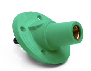Leviton 17R24-SG 17 Series Panel Mount Receptacle, Female, 600A Max, 600V 30 Degree Angle, Threaded Stud Termination, 250-500 MCM Cable Range, Green Finish