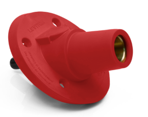Leviton 17R24-SR 17 Series Panel Mount Receptacle, Female, 600A Max, 600V 30 Degree Angle, Threaded Stud Termination, 250-500 MCM Cable Range, Red Finish