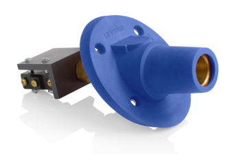 Leviton 17RSW-SB 17 Series Panel Mount Receptacle, Female, 600A Max, 600V 30 Degree Angle, Threaded Stud w/Microswitch Termination, 250-500 MCM Cable Range, Blue Finish
