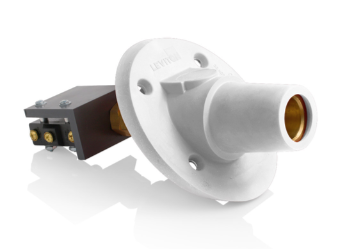 Leviton 17RSW-SW 17 Series Panel Mount Receptacle, Female, 600A Max, 600V 30 Degree Angle, Threaded Stud w/Microswitch Termination, 250-500 MCM Cable Range, White Finish
