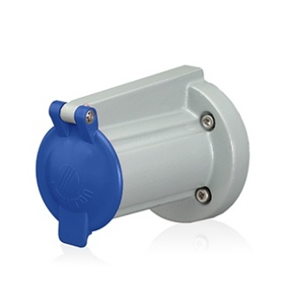 Leviton 17S31-B Receptacle Cover w/ Snap Back Lid For 17, 19, 22r22, 22r23 Series 90 Degree Panel Receptacles NEMA 3r Rated, Blue Finish