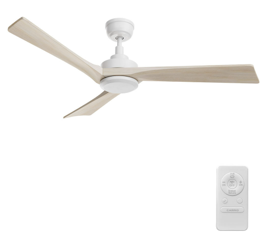 Carro USA CFR523M-N10-WM1-1 Westbury Modern White 52" Home Ceiling Fan, White/Whitewashed Finish