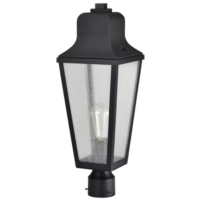 Nuvo 60-8134 Lawrence 1-Light Post Top Lantern - Matte Black / Clear Seeded Glass