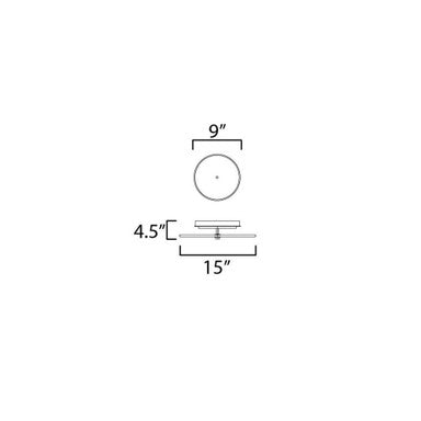 Maxim Lighting 18202WANAB Quarry Semi Flush Mount dimension diagram showing 15 inch width and 4.5 inch height