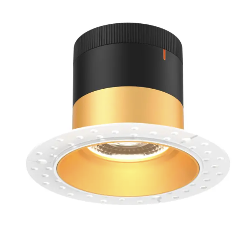 Dals Lighting RC04-CC-20-RGGD-TL Versa 4" LED Recessed Downlight, Selectable Wattage 16W, 20W, 24W, Multi-Color Temperature, 2,200 Lumens, 20° Beam Angle, Voltage 120-347V, Gold Reflector / Trimless