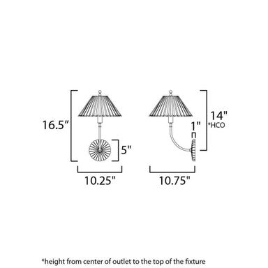 Maxim Lighting 18310SWGL Kismet Wall Sconce Dimension Diagram - 16.5 Inch Height x 10.25 Inch Width