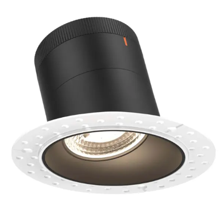 Dals Lighting RC04-CC-20-SLBK-TL 4" LED Sloped Recessed Downlight, Selectable Wattage 16W, 20W, 24W, Multi-Color Temperature, 2,200 Lumens, 20° Beam Angle, Voltage 120-347V, Black Reflector / Trimless