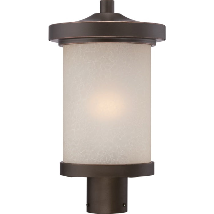 Nuvo 62-644 Diego 1-Light Post Top Lantern, Mahogany Bronze / Satin Amber Glass, LED Lamp Included