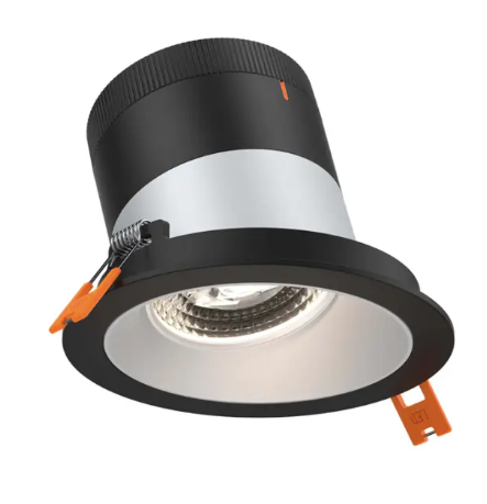 Dals Lighting RC04-CC-20-SLAZ-TBK 4" LED Sloped Recessed Downlight, Selectable Wattage 16W, 20W, 24W, Multi-Color Temperature, 2,200 Lumens, 20° Beam Angle, Voltage 120-347V, Alzak Reflector / Black Trim