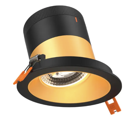 Dals Lighting RC04-CC-20-SLGD-TBK 4" LED Sloped Recessed Downlight, Selectable Wattage 16W, 20W, 24W, Multi-Color Temperature, 2,200 Lumens, 20° Beam Angle, Voltage 120-347V, Gold Reflector / Black Trim