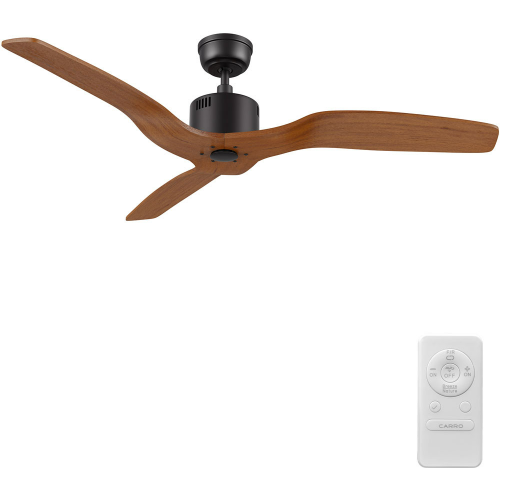 Carro USA CFR523K5-N10-BM2-1 Garnett Modern Black 52" Home Ceiling Fan, Black/Antique Walnut Finish