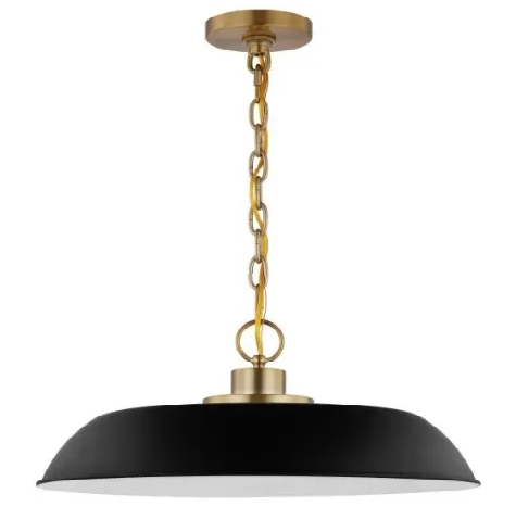 Nuvo 60-7484 Colony Pendant, 1 Light, Wattage 100W, Voltage 120V, Black/Burnished Brass, Medium