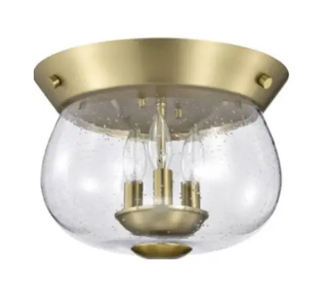 Nuvo 60-7807 Boliver Flush Mount Fixture w/o Bulbs, 3-Light, Voltage 120V, Vintage Brass