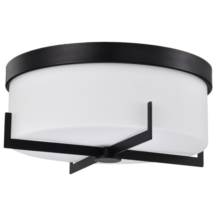 Nuvo 60-8054 Roselle 3-Light Flush Mount - 14IN - Matte Black / White Glass