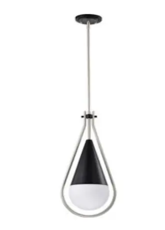 Nuvo 60-7913 10-in Admiral Pendant Fixture w/o Bulb, Matte Black/Brushed Nickel