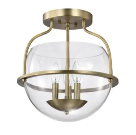 Nuvo 60-7821 Amado Semi Flush Mount Fixture w/o Bulbs, 3-Light, Vintage Brass
