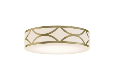 AFX Lighting LAKF16MBGD Lake 3 Light 16 Inch Drum Flush Mount In Gold With White Acrylic Diffuser