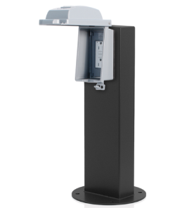 Leviton 1PS18-3E 1-Gang 18" Stainless Power Pedestal Kit, Surface Mount, NEMA 3R, Black Finish