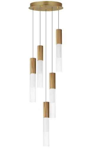 ET2 Contemporary Lighting E11015-144GLD Reeds Multi-Light LED Pendant, Color Temperature 3000K, 1,800 Lumens, Voltage 120V. Gold Finish