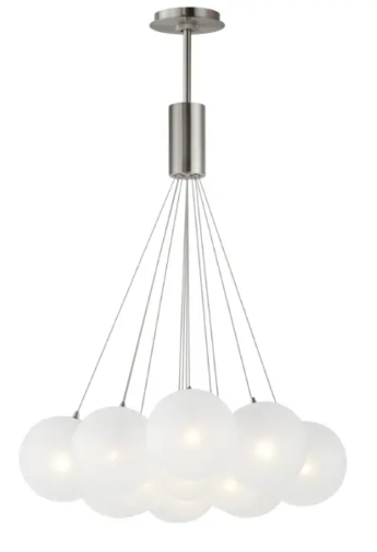 ET2 Contemporary Lighting E25089-54SN Burst 12-Light LED Pendant, Color Temperature 3000K, 1,750 Lumens, Voltage 120V, Frost Glass, Satin Nickel Finish