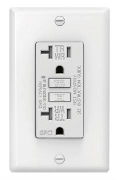 Cyber Tech Lighting GLS20ATRWR-WH 20A Tamper Resistant GFCI, Self-Testing, Outdoor, Weather Resistant, White + Wall Plate