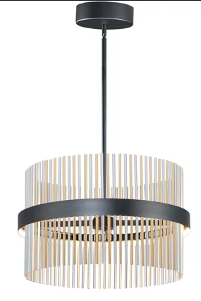 ET2 Contemporary Lighting E34205-BKSNSBR WiZ LED 24" inch Single Pendant Ceiling Light, Multi-Color Temperature, Lumens 1600, Black/Satin Brass/Satin Nickel