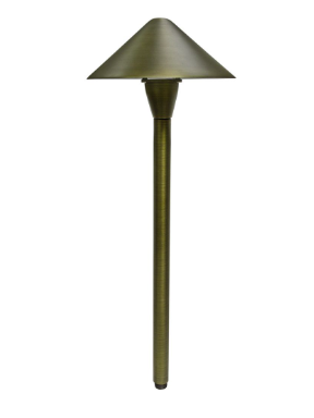 Dabmar Lighting LV36-WBS LED Weathered Brass Cone Path Light with Ground Spike, 12V, Bulb JC Type, Weathered Brass Finish