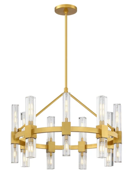SDQ Lighting PD37618BG Lustre en Cristal 21.25" Modern Chandelier Light, Wattage 720w, Brushed Gold Finish
