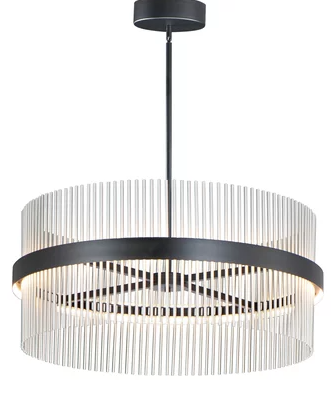 ET2 Contemporary Lighting E34207-BKSN Chimes WiZ LED 34" inch Single Pendant Ceiling Light, Lumens 2500, Voltage 120-277V, Multi-Color Temperature, Black/Satin Nickel