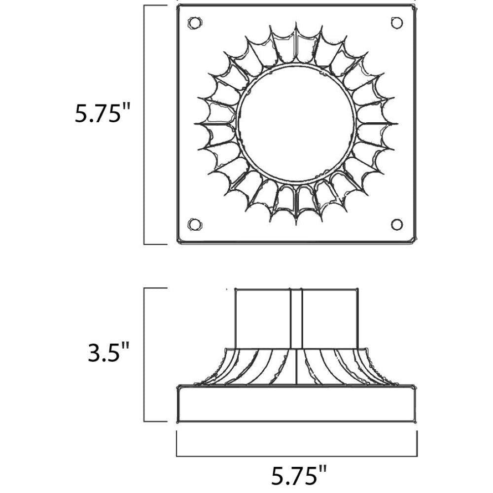 Maxim Lighting 2001BZ Outdoor Essentials Pier Mount Base Dimensions Diagram 5.75 x 3.5 inch