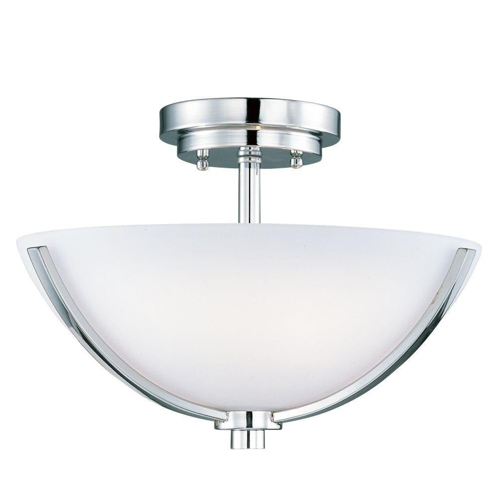 Maxim Lighting 20021SWPC Rocco 3 Light 14 inch Polished Chrome Semi-Flush Mount Ceiling Light with Satin White Glass Shade