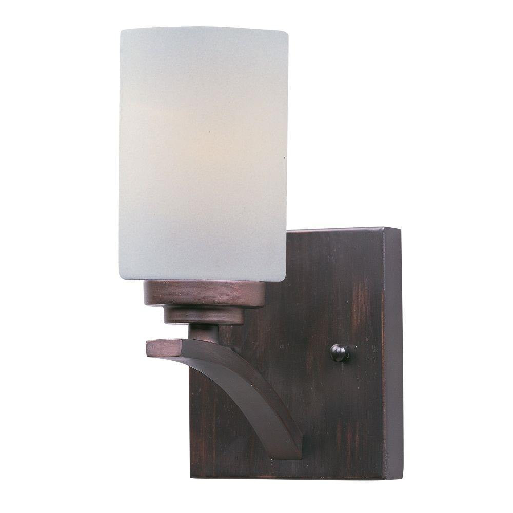 Maxim Lighting 20030SWOI Deven 1 Light Oil Rubbed Bronze Wall Sconce with Satin White Glass Shade