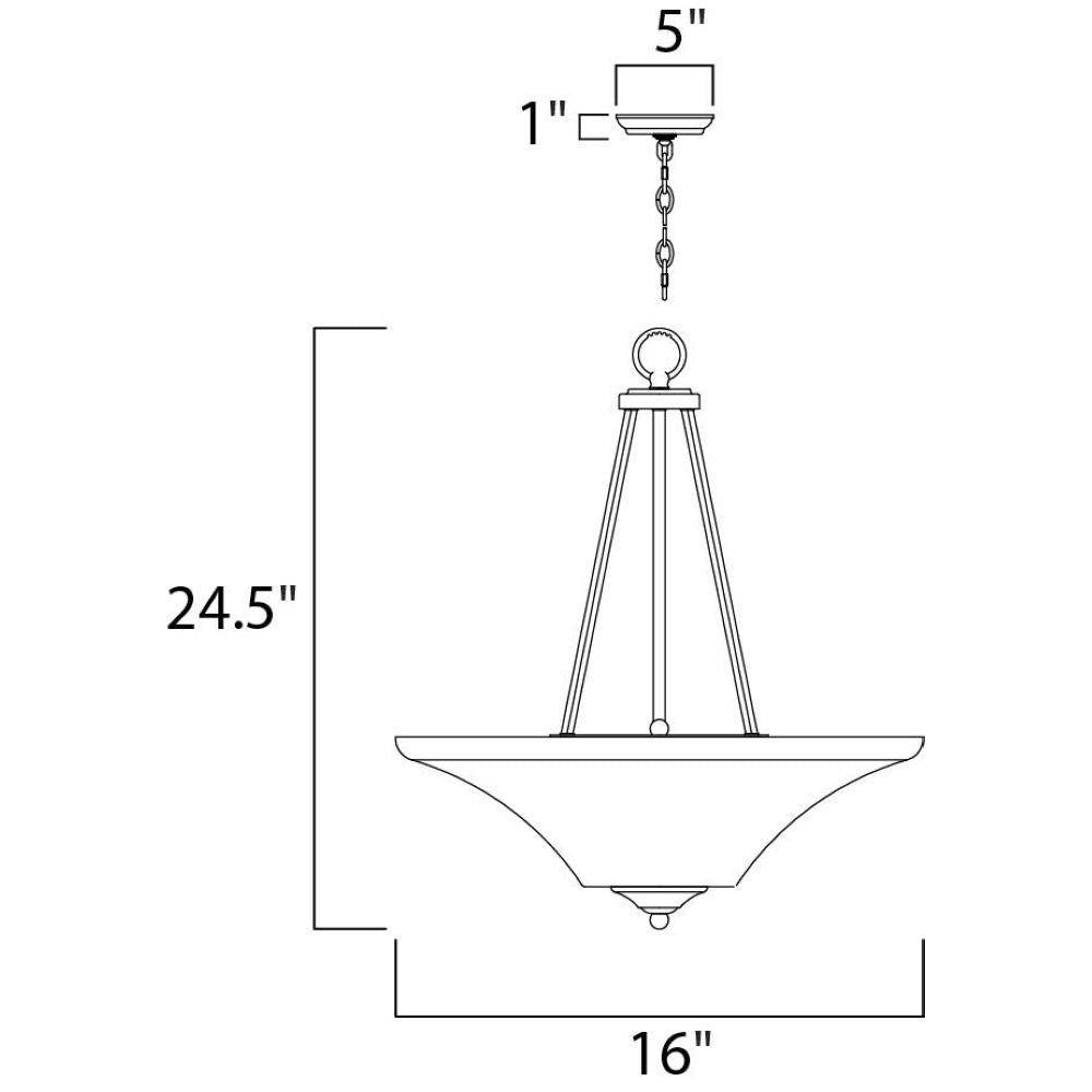 Maxim Lighting 20093FTOI Aurora Pendant Ceiling Light Dimensions Diagram - 16 inch Wide 24.5 inch High
