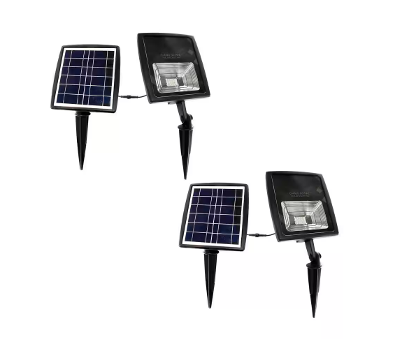 Gama Sonic 203iP250090 Black Solar Powered Dual Color Integrated LED Outdoor Landscape Flood Light, 250 Lumens (2-Pack)