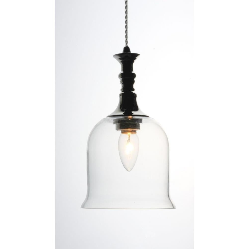 Maxim Lighting 20473CLPN Centennial Single Pendant Detail with Clear Glass Bell Shade and Polished Nickel Finish