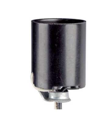 Leviton 2052-8 Medium Base, One-Piece, Keyless, Incandescent, Phenolic Lampholder, Bracket Mount, Single Circuit, Back Wired, - Black