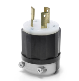 Leviton 2661 30A, 125/250V NEMA L10-30P, 3P, 3W, Locking Plug, Non-Grounding, Black/White Finish