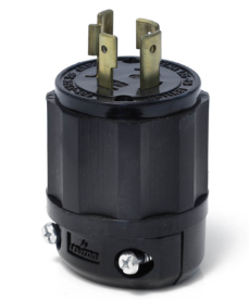 Leviton 2421-B Locking Plug, 20 Amp, 250 Volt, Industrial Grade, Black Finish