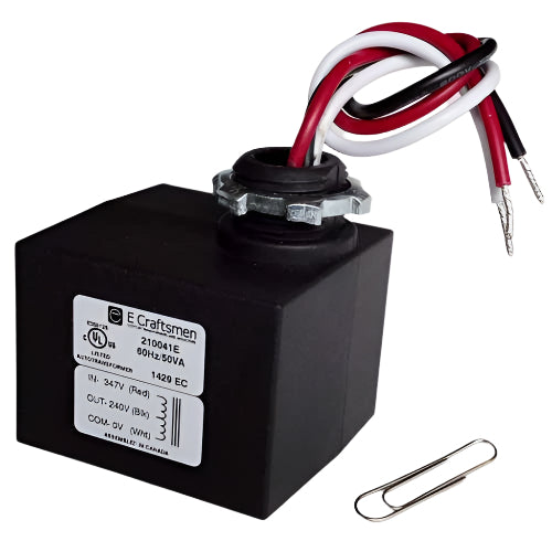 Eiko 210100EB E Craftsmen Enclosed Slim Line Autotransformer 347V down to 120V - 25VA - No Fuse Protection