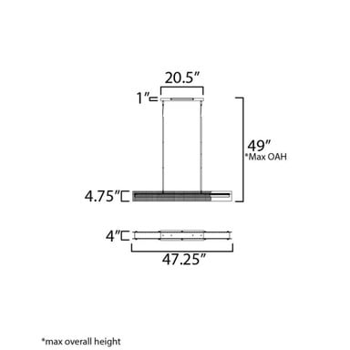 Maxim Lighting 21194CRBKNAB Spectre Linear Pendant - dimension diagram
