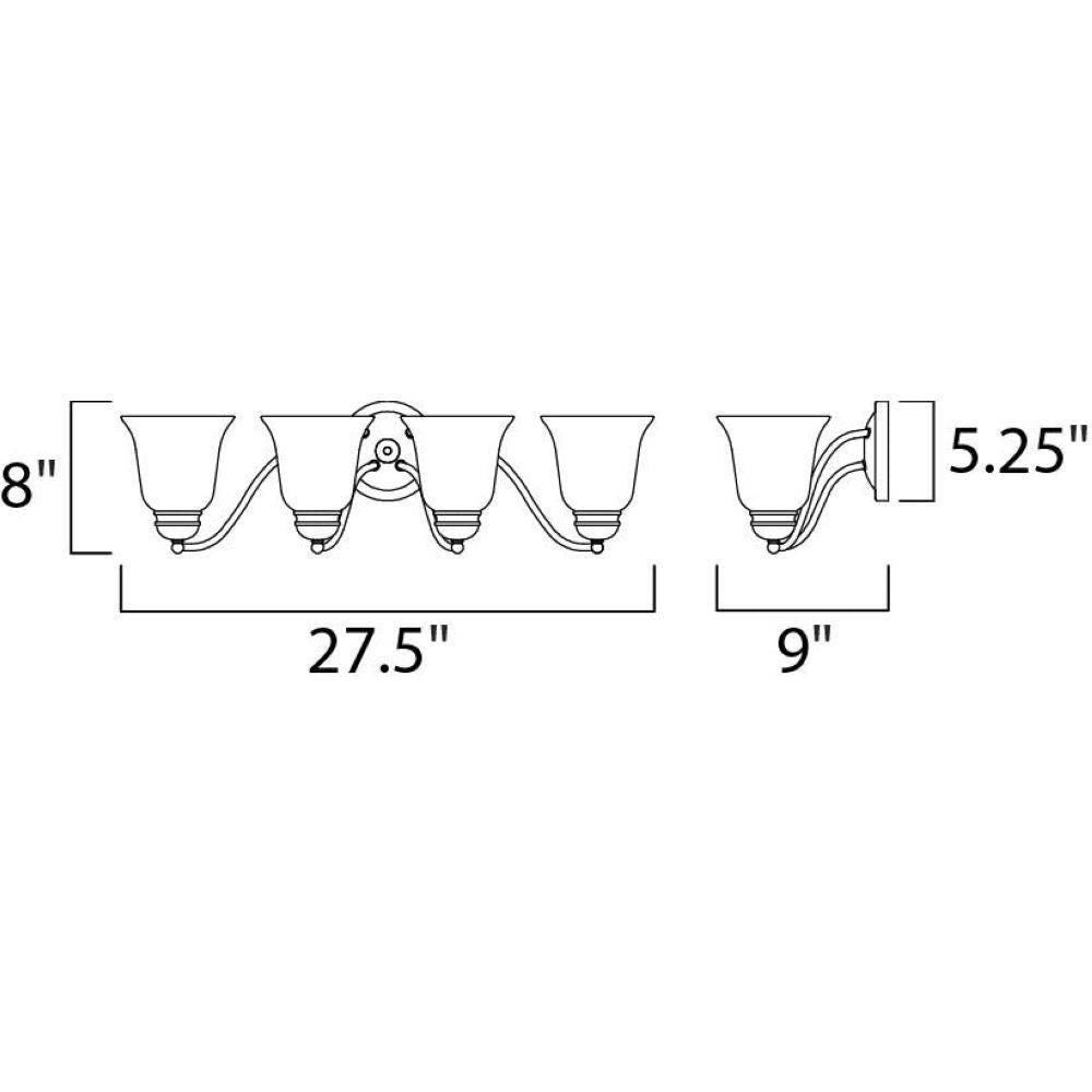 Maxim Lighting 2123FTOI Basix 4 Light Bath Vanity Wall Light Dimensions Diagram