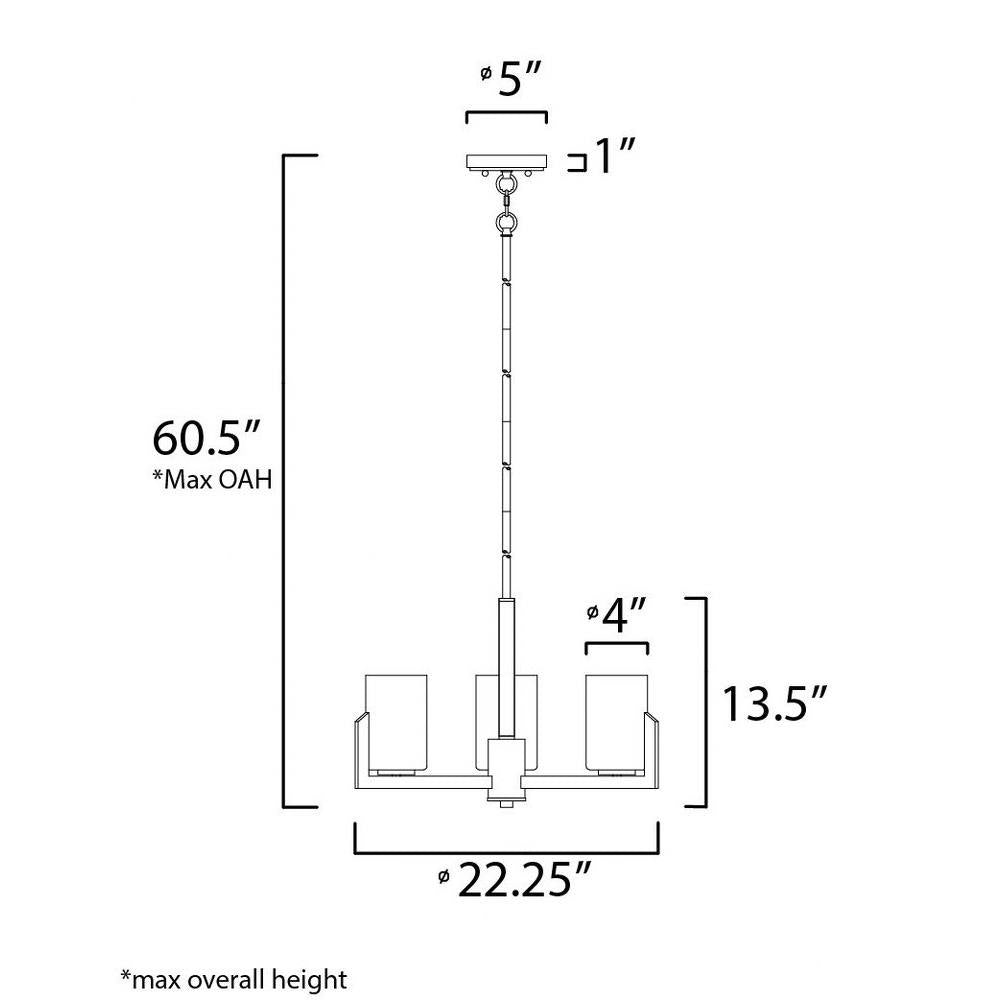 Maxim Lighting 21285SWBK Dart Chandelier Dimensions Diagram